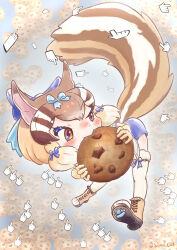 Rule 34 | absurdres, animal ears, boots, brown eyes, brown hair, chipmunk ears, chipmunk girl, chipmunk tail, cookie, cookie clicker, eating, extra ears, food, gloves, highres, kemono friends, kemono friends v project, parody, ribbon, saival cat, short hair, shorts, siberian chipmunk (kemono friends), tail, thighhighs, virtual youtuber