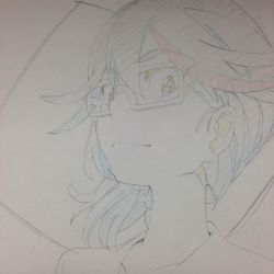 Rule 34 | 10s, 1girl, alternate hairstyle, bespectacled, face, glasses, hipster, kill la kill, matoi ryuuko, md5 mismatch, resized, saitou kengo, sketch, solo, source request, traditional media
