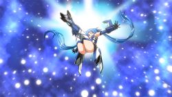 Rule 34 | 1girl, blue background, blue eyes, blue hair, blue theme, blue thighhighs, bodysuit, boots, gloves, hair ornament, happy, henshin, long hair, looking at viewer, matching hair/eyes, mecha musume, open mouth, ore twintail ni narimasu, smile, solo, tailblue, thighhighs, thighs, transformation, tsube aika, twintails, yuto (dialique)