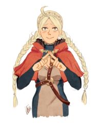 Rule 34 | 1girl, ahoge, braid, capelet, fire emblem, fire emblem fates, hairband, harness, hood, hood down, hooded capelet, knightingaleforce, looking at viewer, low twin braids, nina (fire emblem), nintendo, o-ring, o-ring harness, parted bangs, red capelet, twin braids, upper body, white hair, white hairband