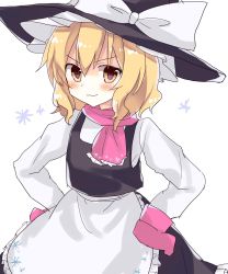 Rule 34 | &gt;:3, 1girl, :3, apron, bad id, bad twitter id, blush, gloves, hat, hidden star in four seasons, highres, kirisame marisa, long skirt, long sleeves, one-hour drawing challenge, pink gloves, pink scarf, rbtt, scarf, short hair, skirt, smile, solo, touhou, v-shaped eyebrows, vest, waist apron, witch hat