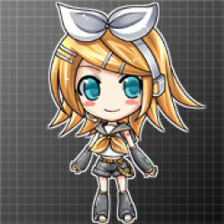 Rule 34 | 1girl, arm tattoo, arms at sides, belt, black footwear, black shorts, blonde hair, blush stickers, boots, chibi, closed mouth, detached sleeves, gradient background, hair ornament, hair ribbon, hairclip, headset, kagamine rin, knee boots, long hair, looking at viewer, lowres, ribbon, school uniform, serafuku, short hair, short sleeves, shorts, smile, solo, swept bangs, tareme, tattoo, vocaloid, white ribbon, yoshida inuhito