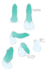 Rule 34 | blue skin, character sheet, colored skin, demon girl, english text, erection, flaccid, highres, multicolored skin, multiple views, original, penis, seraziel, simple background, tagme, testicles, two-tone skin, uncensored, white background