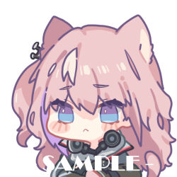 Rule 34 | 1girl, :&lt;, animal ears, blue eyes, blush stickers, cat ears, cat girl, cat tail, chibi, closed mouth, cui pi zha xia qiu, girls&#039; frontline, hair between eyes, kemonomimi mode, long hair, multicolored hair, one side up, pink hair, purple eyes, purple hair, sample watermark, simple background, solo, st ar-15 (girls&#039; frontline), streaked hair, tail, upper body, watermark, white background