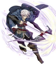 Rule 34 | 1boy, arrow (projectile), blue eyes, boots, bow (weapon), cape, dark-skinned male, dark skin, drawing bow, eyepatch, fire emblem, fire emblem fates, fire emblem heroes, full body, highres, holding bow (weapon), hood, hoodie, male focus, niles (fire emblem), nintendo, official art, quiver, solo, tongue, tongue out, transparent background, weapon, white hair, yura (ub4u)