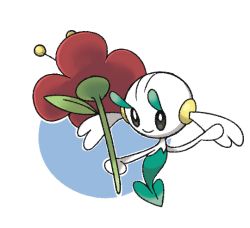 Rule 34 | arm up, black eyes, closed mouth, creatures (company), floette, floette (red flower), flower, full body, game freak, gen 6 pokemon, happy, holding, holding flower, nintendo, no humans, outline, pokemon, pokemon (creature), red flower, simple background, smile, solo, two-tone background, vilepluff, white background, white outline