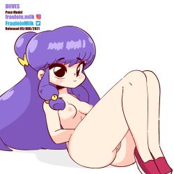 Rule 34 | 1girl, animated, animated gif, ass, blush, chinese clothes, chinese text, cleft of venus, diives, hair ornament, highres, leg up, legs together, long hair, looking at viewer, makeup, nipples, nude, open mouth, purple hair, pussy, ranma 1/2, shampoo (ranma 1/2), shoes, sitting, smile, solo, speech bubble, white background