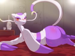 Rule 34 | 1girl, ass, creatures (company), female focus, furry, furry female, game freak, gen 5 pokemon, green wind-bell, highres, mienshao, nintendo, no humans, open mouth, pokemon, pokemon (creature), pokemon bw, red eyes, solo, sweat