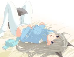 Rule 34 | 00s, 1girl, animal ears, bad id, bad pixiv id, bed, blue eyes, breasts, eila ilmatar juutilainen, hayagiri, long hair, medium breasts, pantyhose, silver hair, solo, strike witches, tail, undressing, uniform, white pantyhose, world witches series
