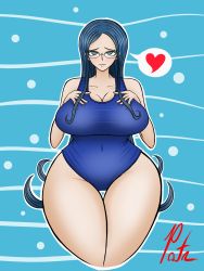 Rule 34 | 1girl, breasts, danganronpa (series), highres, huge breasts, shirogane tsumugi, solo, swimsuit, thick thighs, thighs, wide sleeves