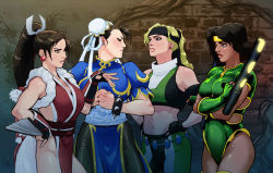 Rule 34 | 1990s (style), 4girls, angry, ass, bandana, belt, black orchid, blonde hair, blue eyes, breasts, brown eyes, brown hair, bun cover, capcom, china dress, chinese clothes, chun-li, crossover, dark-skinned female, dark skin, double bun, dress, fatal fury, fingerless gloves, gloves, hair bun, japanese clothes, killer instinct, large breasts, leotard, md5 mismatch, michael mayne, mortal kombat (series), multiple crossover, multiple girls, pantyhose, pelvic curtain, ponytail, rareware, resized, resolution mismatch, retro artstyle, shiranui mai, short hair, snk, sonya blade, source smaller, street fighter, street fighter ii (series), studded belt, the king of fighters, tonfa, upscaled, weapon