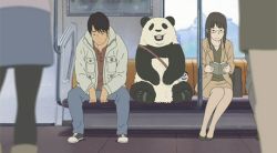 Rule 34 | 1boy, 3girls, animated, animated gif, bear, lowres, multiple girls, music, panda, panda (shirokuma cafe), shirokuma cafe, singing, train