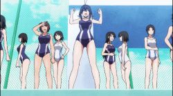 Rule 34 | 10s, 2girls, animated, animated gif, ass, ass grab, black hair, competition swimsuit, huge ass, kaminashi nozomi, keijo!!!!!!!!, lowres, miyata sayaka, multiple girls, one-piece swimsuit, oshima yuko, subtitled, swimsuit, white hair