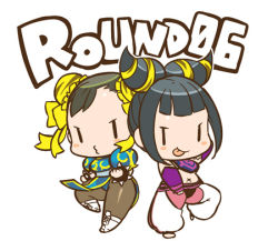 Rule 34 | 2girls, :&gt;, :p, blush stickers, capcom, chibi, chun-li, english text, han juri, holding hands, lowres, multiple girls, nanboku, pantyhose, simple background, smile, street fighter, tongue, tongue out, white background, | |