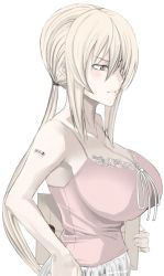 Rule 34 | 1girl, armored core, armored core: master of arena, bad id, bad pixiv id, barcode, barcode tattoo, blonde hair, breasts, camisole, from software, huge breasts, kawaguchi yukihiro, lace, lana nielsen, no bra, ponytail, solo, tattoo