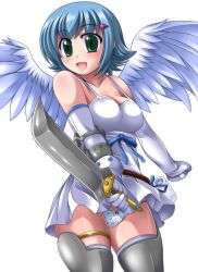 Rule 34 | angel, angel wings, blue hair, green eyes, nanael (queen&#039;s blade), panties, queen&#039;s blade, sword, tagme, underwear, utagawa masaya, weapon, wings