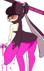 Rule 34 | + +, 1girl, animated, animated gif, artist name, ass, ass shake, bare shoulders, black dress, black hair, blush, breasts, callie (splatoon), detached collar, diives, domino mask, dress, fang, female focus, from behind, gloves, half-closed eyes, highres, leaning forward, looking at viewer, looking back, looking to the side, mask, mole, mole under eye, multicolored hair, nintendo, open mouth, pantyhose, patreon logo, patreon username, purple hair, purple pantyhose, short dress, simple background, small breasts, smile, solo, splatoon (series), standing, strapless, teeth, tentacle hair, tentacles, text focus, twintails, two-tone hair, watermark, web address, white background, white gloves, yellow eyes