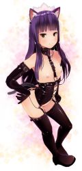 Rule 34 | 1girl, animal ears, bdsm, blush, bondage outfit, cat ears, cat tail, collar, corset, custom maid 3d 2, elbow gloves, flat chest, gloves, himeno shikimi, lillithlauda, looking at viewer, nipples, original, slave, smile, solo, tail, thighhighs