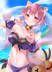 Rule 34 | 1girl, animal ears, blush, breasts, cat ears, cat girl, cat tail, highres, large breasts, princess connect!, ryuna (inc moon), smile, swimsuit, tail, tamaki (princess connect!)