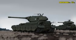 Rule 34 | 1boy, artist request, caterpillar tracks, commentary request, day, grass, gun, highres, machine gun, military, military vehicle, motor vehicle, panzer front, short bull, sky, star (symbol), tank, weapon