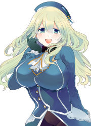 Rule 34 | 10s, 1girl, ascot, atago (kancolle), beret, black gloves, blonde hair, breasts, gloves, green eyes, hat, highres, jacket, kantai collection, large breasts, long hair, military, military uniform, pantyhose, smile, solo, uniform, yatomomin