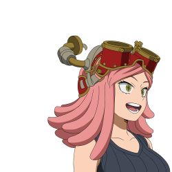 Rule 34 | 1girl, boku no hero academia, breasts, close-up, hatsume mei, highres, official art, open mouth, pink hair, smile, yellow eyes