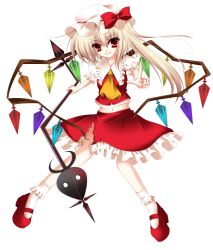 Rule 34 | 1girl, absurdres, bad id, bad pixiv id, blonde hair, female focus, flandre scarlet, full body, hat, highres, laevatein, long hair, midriff, navel, rokudou itsuki, side ponytail, smile, solo, embodiment of scarlet devil, torn clothes, touhou, transparent background, wings, wreathlit69