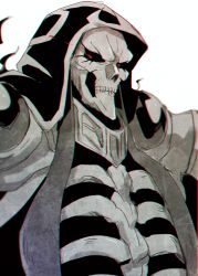 Rule 34 | 1boy, ainz ooal gown, bad id, bad pixiv id, looking at viewer, male focus, overlord (maruyama), poker face, red eyes, skull, solo, sujw2744, undead, white background