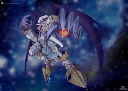 Rule 34 | absurdres, digimon, digimon (creature), dynasmon, highres, horns, solo, wings