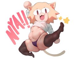 Rule 34 | 1girl, absurdres, animal ear fluff, animal ears, ass, bikini, bikini bottom only, black thighhighs, cat ears, cat girl, cat tail, commentary, english commentary, forastero, highres, long sleeves, neco-arc, no shoes, shortstack, solo, stomach, swimsuit, tail, thick thighs, thighhighs, thighs, tsukihime