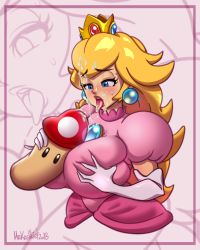 Rule 34 | 1girl, artist name, blonde hair, blue eyes, blush, grabbing another&#039;s breast, breasts, crown, cum, deep skin, dress, earrings, elbow gloves, facial, gloves, grabbing, half-closed eyes, highres, jewelry, large breasts, lips, long hair, mario (series), mrkashkiet, mushroom, naughty face, nintendo, open mouth, pink dress, pink hair, princess peach, puffy short sleeves, puffy sleeves, sexually suggestive, short sleeves, solo, suggestive fluid, sweat, teeth, tongue, tongue out, upper body, upper teeth only, white gloves, zoom layer