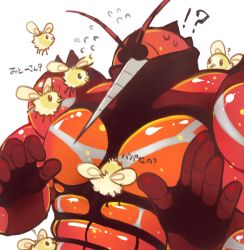Rule 34 | !?, ?, abs, antennae, bad id, bad pixiv id, bug, buzzwole, creatures (company), cutiefly, flying sweatdrops, game freak, gen 7 pokemon, insect, insect wings, legendary pokemon, mosquito, muscular, nintendo, nkatazmukai, no humans, pokemon, pokemon (creature), pokemon sm, simple background, translated, ultra beast, white background, wings