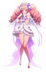 Rule 34 | bare shoulders, destiny child, dress, hair ornament, hair ribbon, mars (destiny child), microphone, pleated dress, purple eyes, purple hair, ribbon, tagme, thighs, transparent background, twintails, white dress, white wings, wings