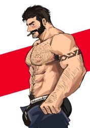 Rule 34 | 1boy, abs, arm hair, armpit hair, armpit hair peek, artist request, ass, bara, beard, black hair, black male underwear, blush, bulge, bulge lift, chest hair, cigar, dressing, facial hair, feet out of frame, from side, graves (league of legends), hairy, highres, i&#039;ve never seen a guy recreate this successfully tbh (meme), large pectorals, league of legends, long sideburns, male focus, male underwear, mature male, meme, muscular, muscular male, mustache, mutton chops, navel, navel hair, nipples, open pants, pants, pants lift, pectorals, short hair, sideburns, smirk, solo, stomach, topless male, undersized clothes, underwear