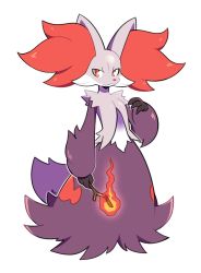 Rule 34 | :3, alternate color, animal ear fluff, artsy-rc, closed mouth, commentary, creatures (company), delphox, english commentary, furry, game freak, gen 6 pokemon, highres, holding, holding stick, looking at viewer, nintendo, no humans, pokemon, pokemon (creature), shiny pokemon, simple background, smile, solo, stick, white background