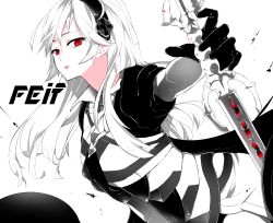 Rule 34 | 106, 1girl, black gloves, corrin (female) (fire emblem), corrin (fire emblem), dress, fire emblem, fire emblem fates, gloves, hairband, holding, holding sword, holding weapon, lipstick, long hair, makeup, nintendo, red eyes, red lips, simple background, solo, sword, weapon, white hair