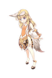 Rule 34 | 10s, 1girl, animal ear fluff, animal ears, anklet, bad id, bad pixiv id, bare legs, bell, blade &amp; soul, blonde hair, blue eyes, covered navel, detached sleeves, dress, earrings, flat chest, fox ears, fox tail, highres, jewelry, long hair, looking down, lyn (blade &amp; soul), single earring, tail, tama (tamatamo)