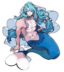 Rule 34 | 1boy, abs, arm support, bad id, bad twitter id, bishounen, blue eyes, blue hair, collarbone, creatures (company), eyebrows, fins, fish tail, frills, game freak, gen 7 pokemon, humanization, lips, long hair, looking at viewer, male focus, matching hair/eyes, merman, monster boy, muscular, navel, nintendo, nipples, personification, pokemon, primarina, see-through, shihoran, smile, solo, tail, very long hair