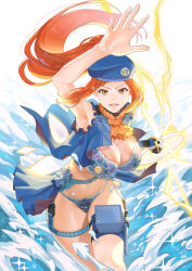 Rule 34 | armpits, bikini, bra, breasts, ge xi, levasol defense corps, lien ai-chiang, looking at viewer, orange hair, panties, smile, swimsuit, underwear, water, witch, witches in 7th base