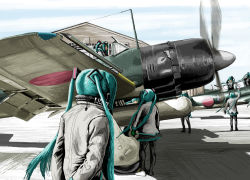 Rule 34 | 6+girls, aircraft, airplane, clone, goggles, hatsune miku, imperial japanese navy, jacket, military, multiple girls, nakajima c6n, rxjx, twintails, vehicle focus, vocaloid, world war ii