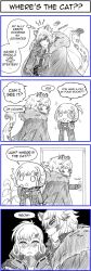 Rule 34 | 1boy, 1girl, 4koma, ?, ??, animal ears, animal print, arknights, coat, comic, confused, couple, doctor (arknights), english text, evil grin, evil smile, female doctor (arknights), grin, hetero, highres, leopard boy, leopard print, leopard tail, sarasenia92, shaded face, short hair, silverash (arknights), smile, sparkle, speech bubble, surprised, swirl, tail, vertical comic