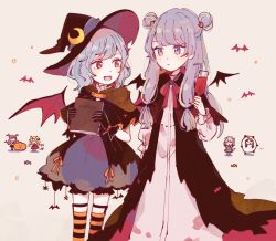 Rule 34 | 6+girls, alcohol, alternate costume, animal costume, bat (animal), bat wings, black dress, black gloves, blue hair, book, capelet, chibi, chibi inset, commentary request, cup, double bun, dress, drinking glass, embodiment of scarlet devil, flandre scarlet, gloves, hair bun, halloween, halloween costume, hat, holding, holding book, hong meiling, izayoi sakuya, koakuma, long hair, long sleeves, looking at another, mozukuzu (manukedori), multiple girls, neck ribbon, no headwear, open mouth, panda costume, patchouli knowledge, pumpkin, purple eyes, purple hair, red eyes, red ribbon, remilia scarlet, ribbon, role reversal, short hair, short sleeves, smile, striped clothes, striped legwear, striped thighhighs, thighhighs, touhou, vampire, vampire costume, wine, wine glass, wings, witch, witch hat