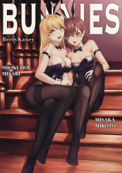Rule 34 | + +, 2girls, absurdres, alternate breast size, animal ears, armband, berrykanry, black bow, black bowtie, black legwear, black leotard, blonde hair, bow, bowtie, breasts, brown eyes, brown hair, character name, chinese commentary, cleavage, commentary request, detached collar, fake animal ears, full body, highres, large breasts, leotard, long hair, misaka mikoto, multiple girls, pantyhose, playboy bunny, rabbit ears, rabbit tail, shokuhou misaki, short hair, sitting, small breasts, stairs, strapless, strapless leotard, tail, toaru kagaku no railgun, toaru majutsu no index, wrist cuffs, yellow eyes