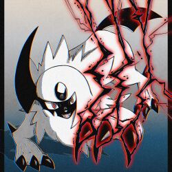 Rule 34 | 359yuyu, absol, animal focus, claws, creatures (company), fangs, forehead jewel, game freak, gen 3 pokemon, grin, horns, looking at viewer, nintendo, open mouth, pokemon, pokemon (creature), red eyes, single horn, smile, solo, white hair