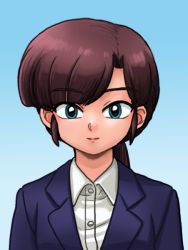 Rule 34 | 1girl, business suit, formal, kuonji ukyou, ranma 1/2, smile, solo, suit, wanta (futoshi)