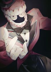 Rule 34 | 1boy, absurdres, bak89329971, black bow, black bowtie, bow, bowtie, caine (the amazing digital circus), formal, gloves, highres, jacket, pink jacket, pink suit, suit, the amazing digital circus, white gloves