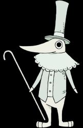 Rule 34 | 00s, 1boy, black background, buttons, cane, creature, excalibur (soul eater), formal, full body, full moon, hat, long sleeves, male focus, monochrome, moon, no humans, simple background, solo, soul eater, standing, suit, top hat