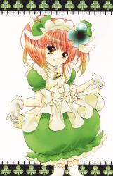 Rule 34 | 1girl, amulet clover, apron, blush, clubs, frills, gathers, gloves, happy, hat, hinamori amu, magical girl, maid, maid apron, official art, peach-pit, pink hair, ribbon, scan, short hair, shugo chara!, smile, solo, thighhighs, twintails