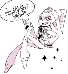 Rule 34 | 1other, androgynous, collarbone, diamond (shape), eyelashes, flying, full body, gloves, hat, jester cap, looking at viewer, monochrome, nights (character), nights into dreams, open mouth, sega, solo, speech bubble, technoga, text focus, white background