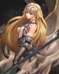 Rule 34 | 1girl, armor, armored dress, blonde hair, blue eyes, breasts, chain, fate/grand order, fate (series), flagpole, frown, gauntlets, headpiece, highres, jeanne d&#039;arc (fate), jeanne d&#039;arc (ruler) (fate), jeanne d&#039;arc (third ascension) (fate), large breasts, long hair, looking at viewer, solo, ssal